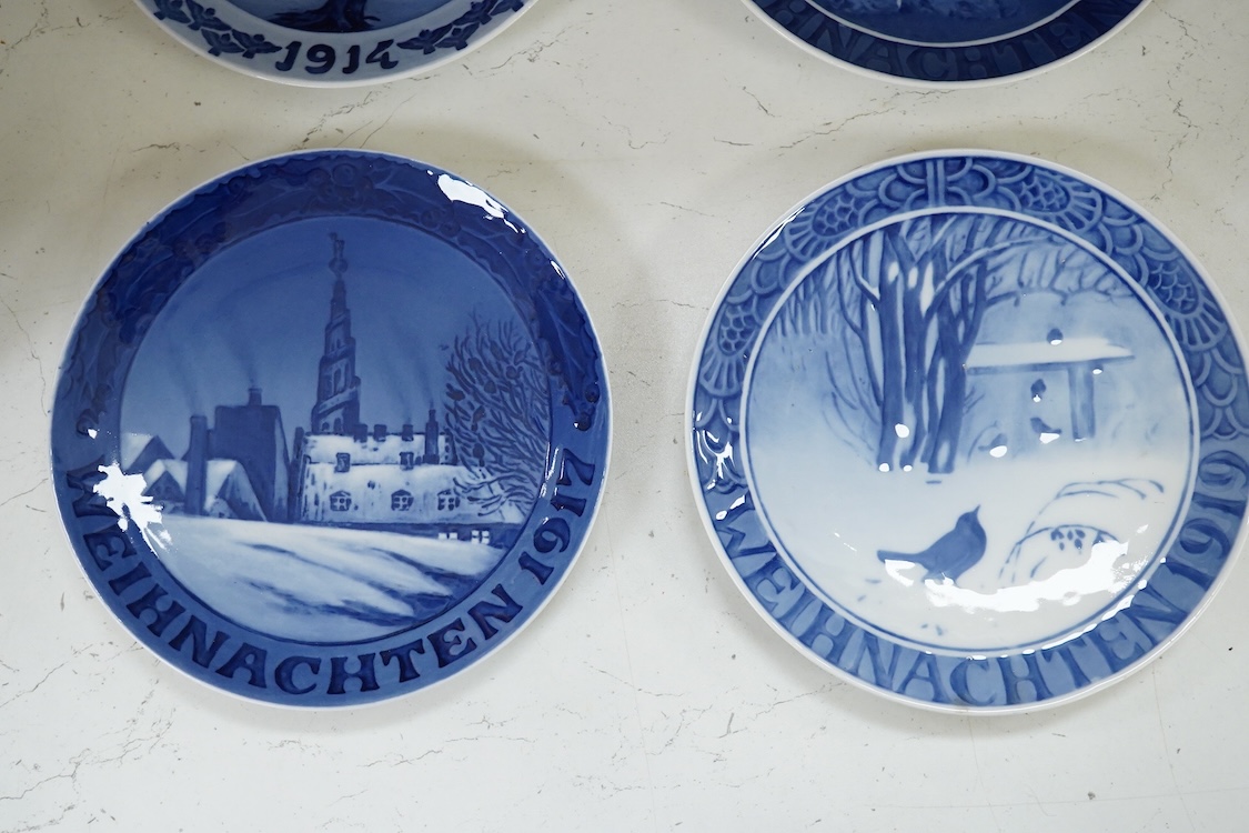 A set of six early Royal Copenhagen Christmas plates, 1914-1919, 18cm in diameter